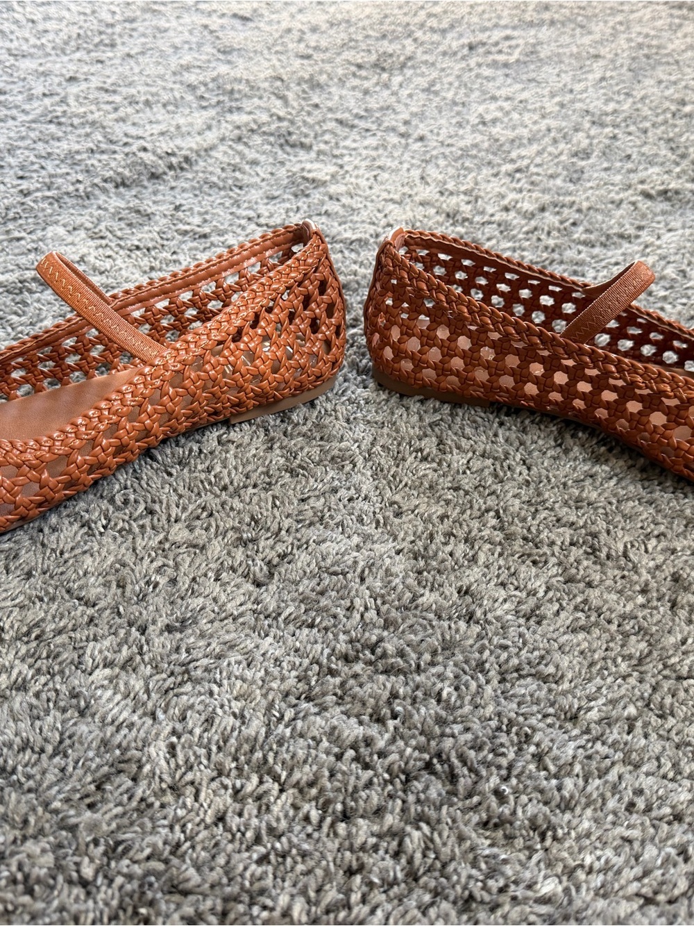 Woven Mary Jane Flats in Cognac Brown - Picture 5 of 7